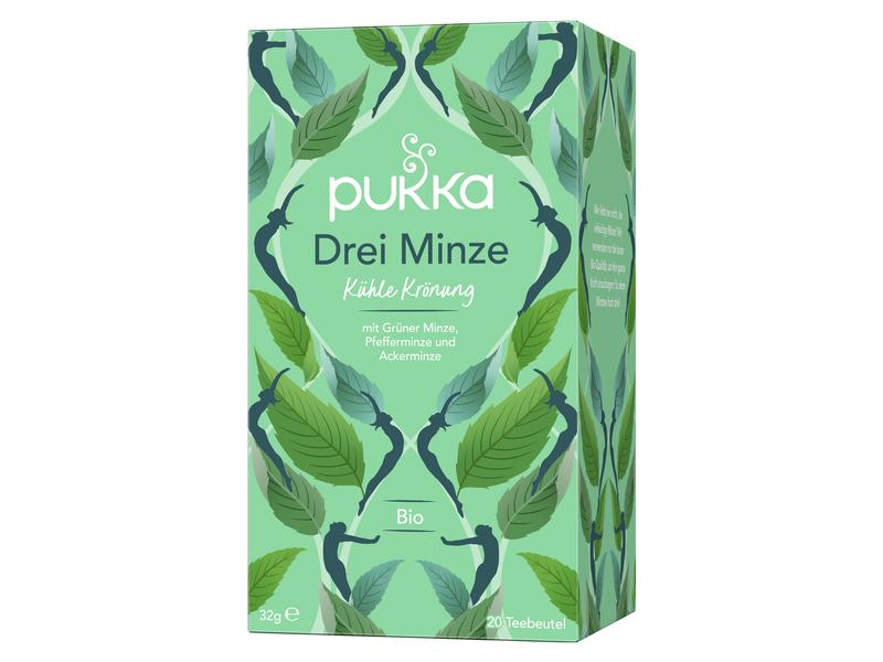 Pukka Teebeutel Bio-Tee Drei Minze 20 Stück Kühl-erfrischender Bio-Tee