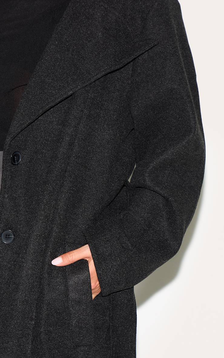 Noir Trench-coat Oversize Effet Laine