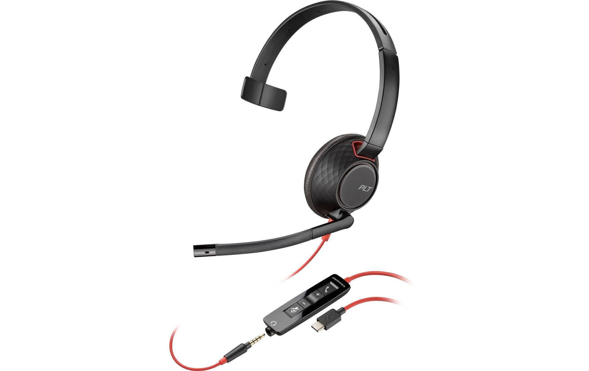 Headset Poly Blackwire 5210 Mono USB-A/CMonaurales Headset mit 3.5-mm-Anschluss und USB-Adapter