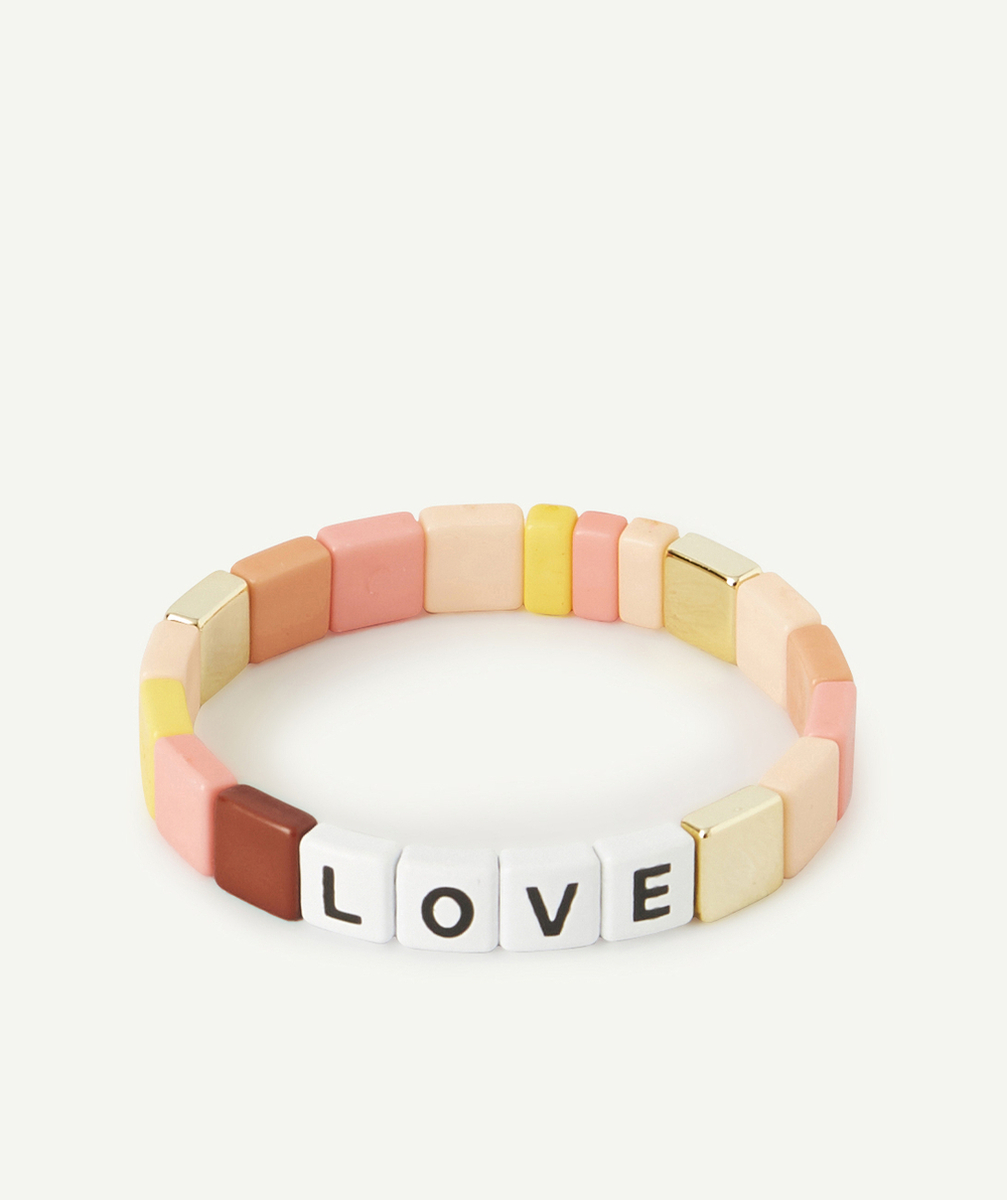 LE BRACELET EN PERLES PLATES COLORÉES ET MESSAGE