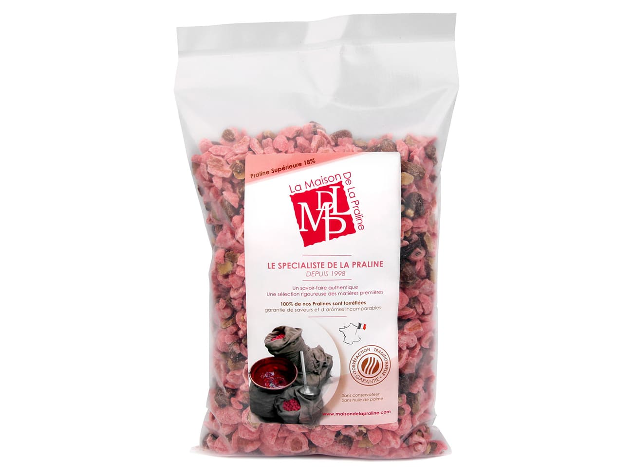 Praline rose concassée artisanale - 18% amandes - 1 kg - La Maison de la Praline