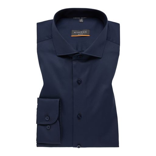 Eterna Langærmet Slim Fit Skjorte, Mørkeblå, 44