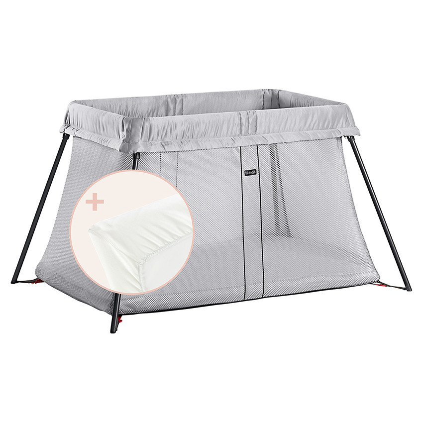 Lit parapluie Light + drap housse - Argent