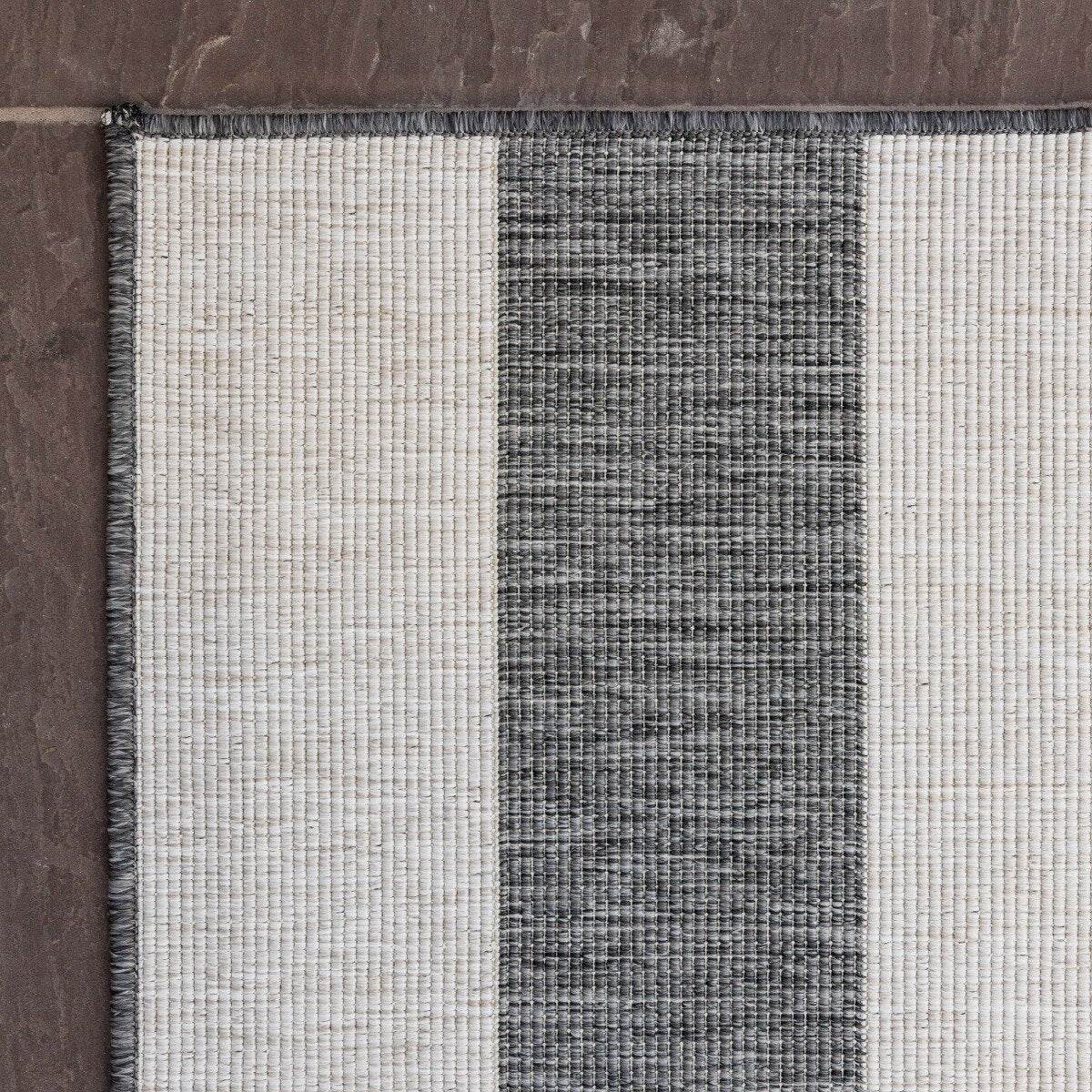 Eva Interior Buitenkleed Stripes Grijs|Wit dubbelzijdig - 160 x 230 cm