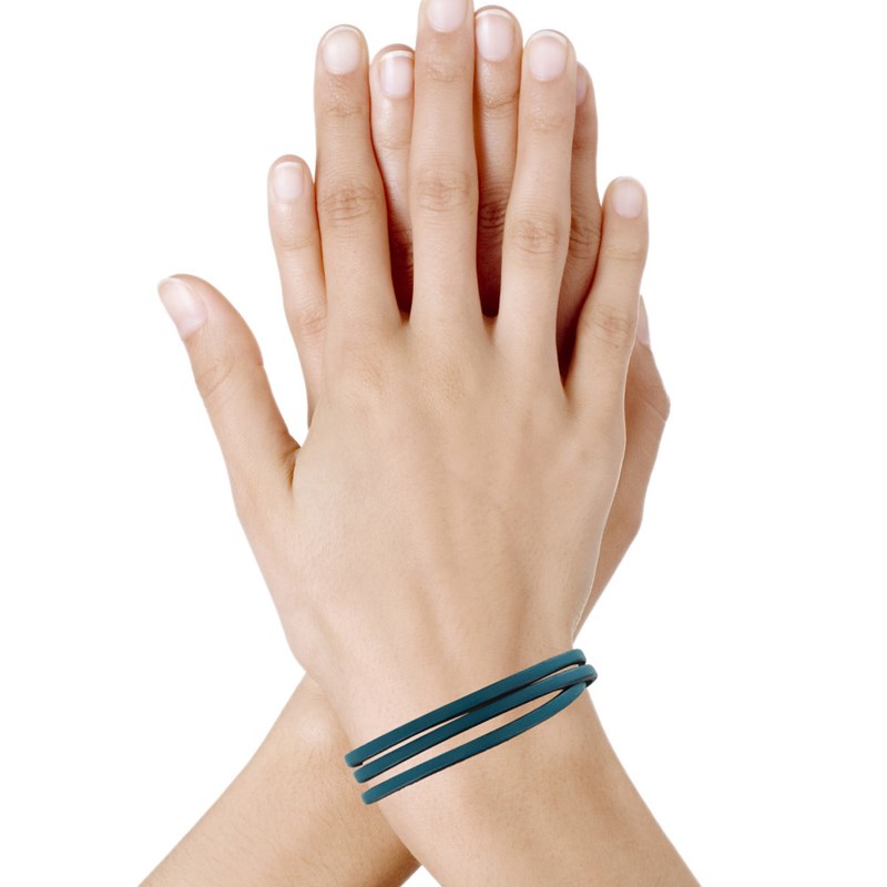 Bracelet Femme Cuir Plat Fermoir Acier Inoxydable - Colors - Turquoise