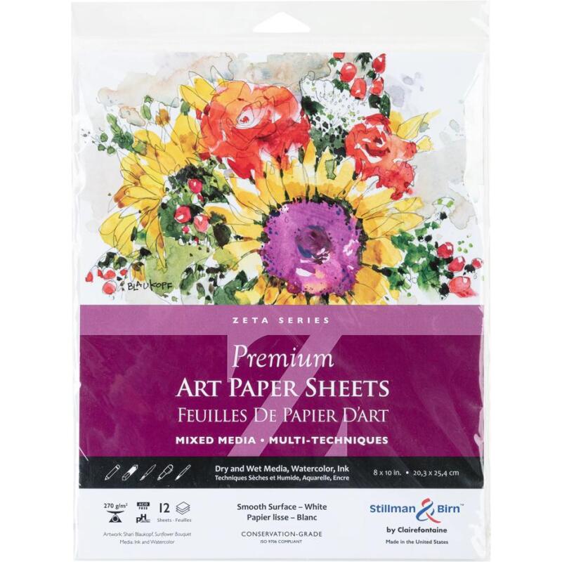 Sachet 12 feuil Zeta 270g - 20,3x25,4cm - Blanc