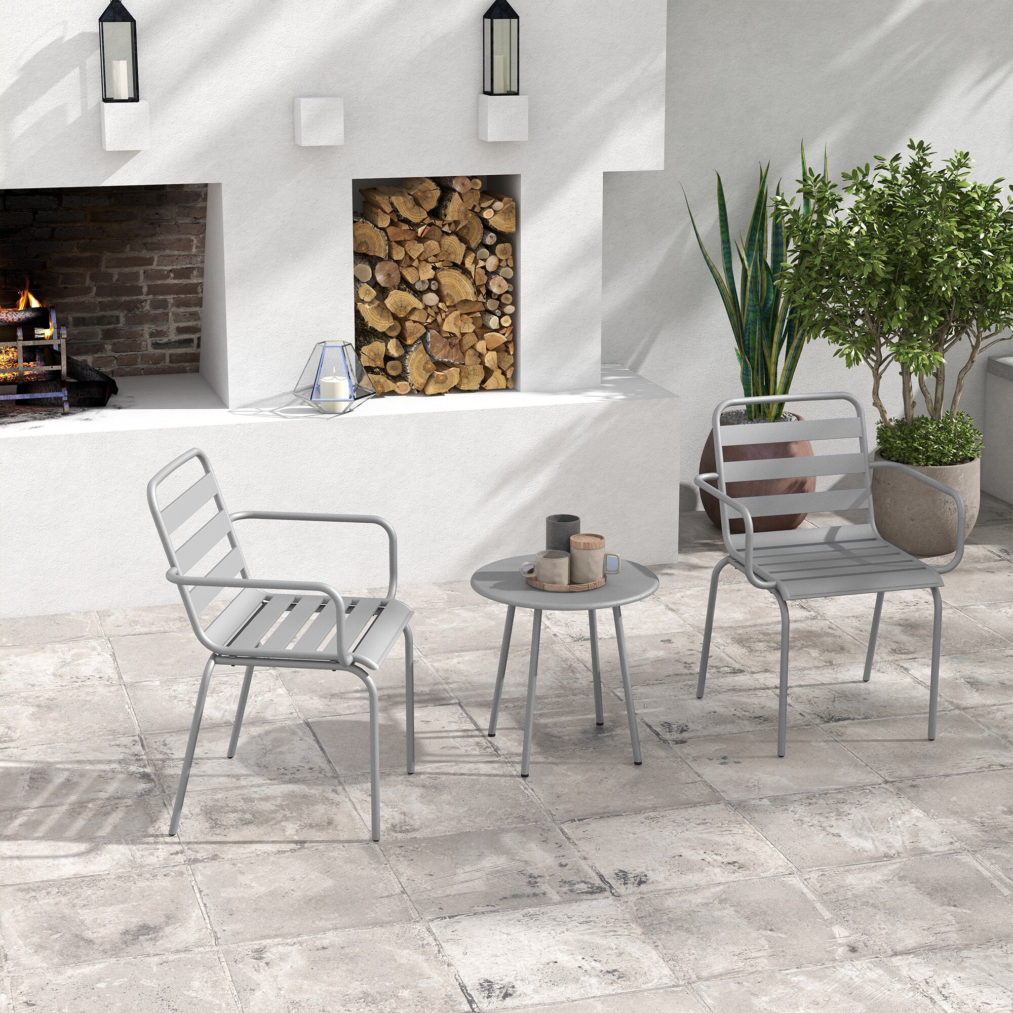 Outsunny Gartenmöbel-Set mit 2 Stühlen grün 51L x 58B x 78H cm