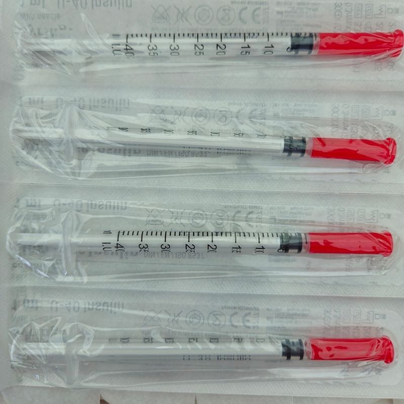 Insuline spuitjes met injectienaald, voor éénmalig gebruik 1 ml U-40 Hond Kat 100 stuks | 20035