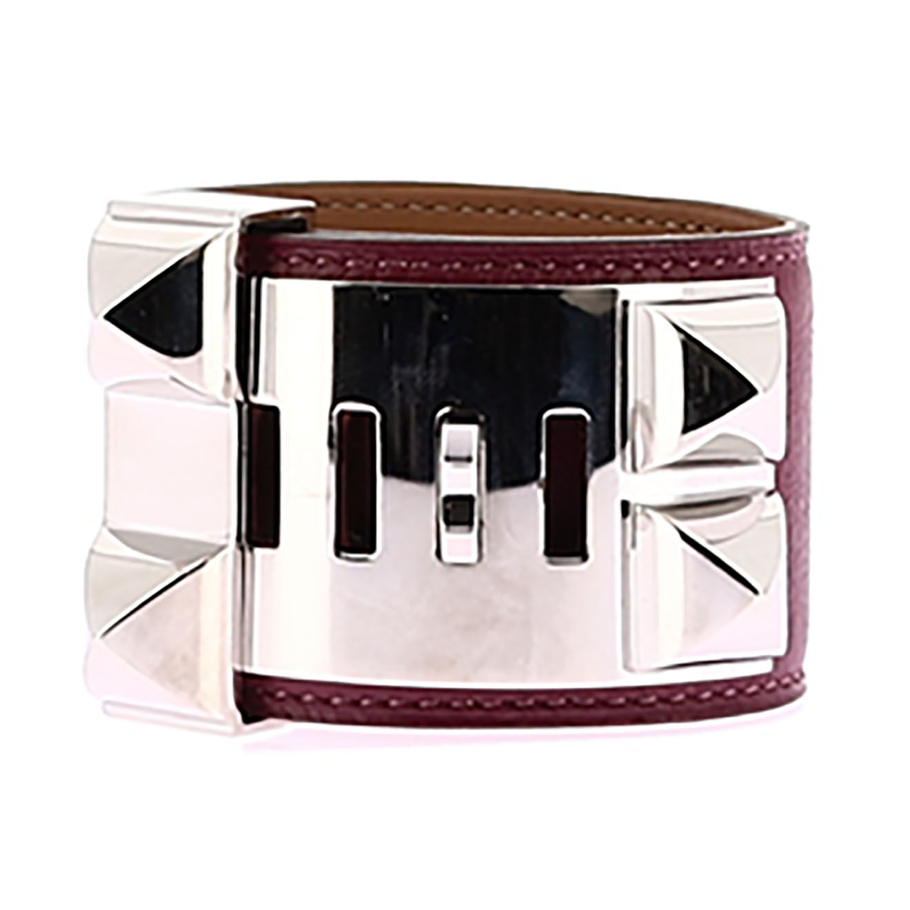 Hermès Bracelet Medor en Cuir violet - Très bon état