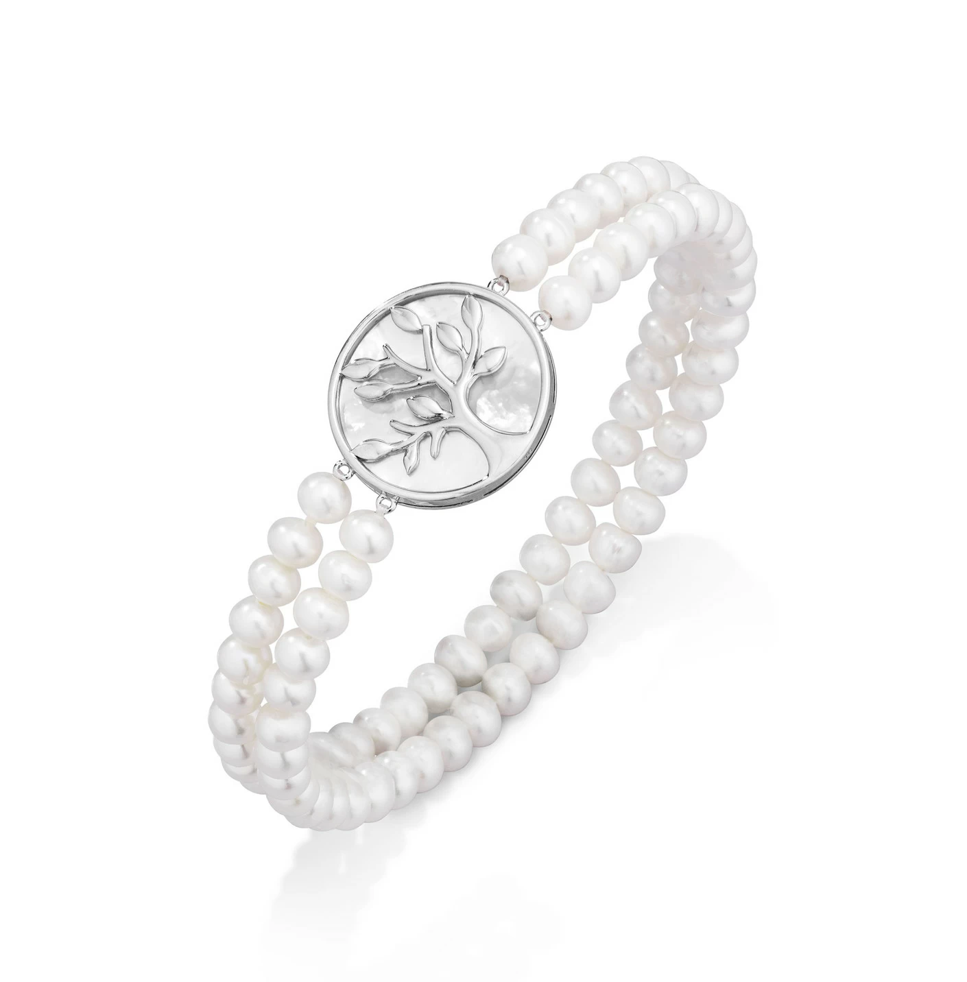 Elastisches 2-reihiges Armband mit Süßwasser-Zuchtperlen