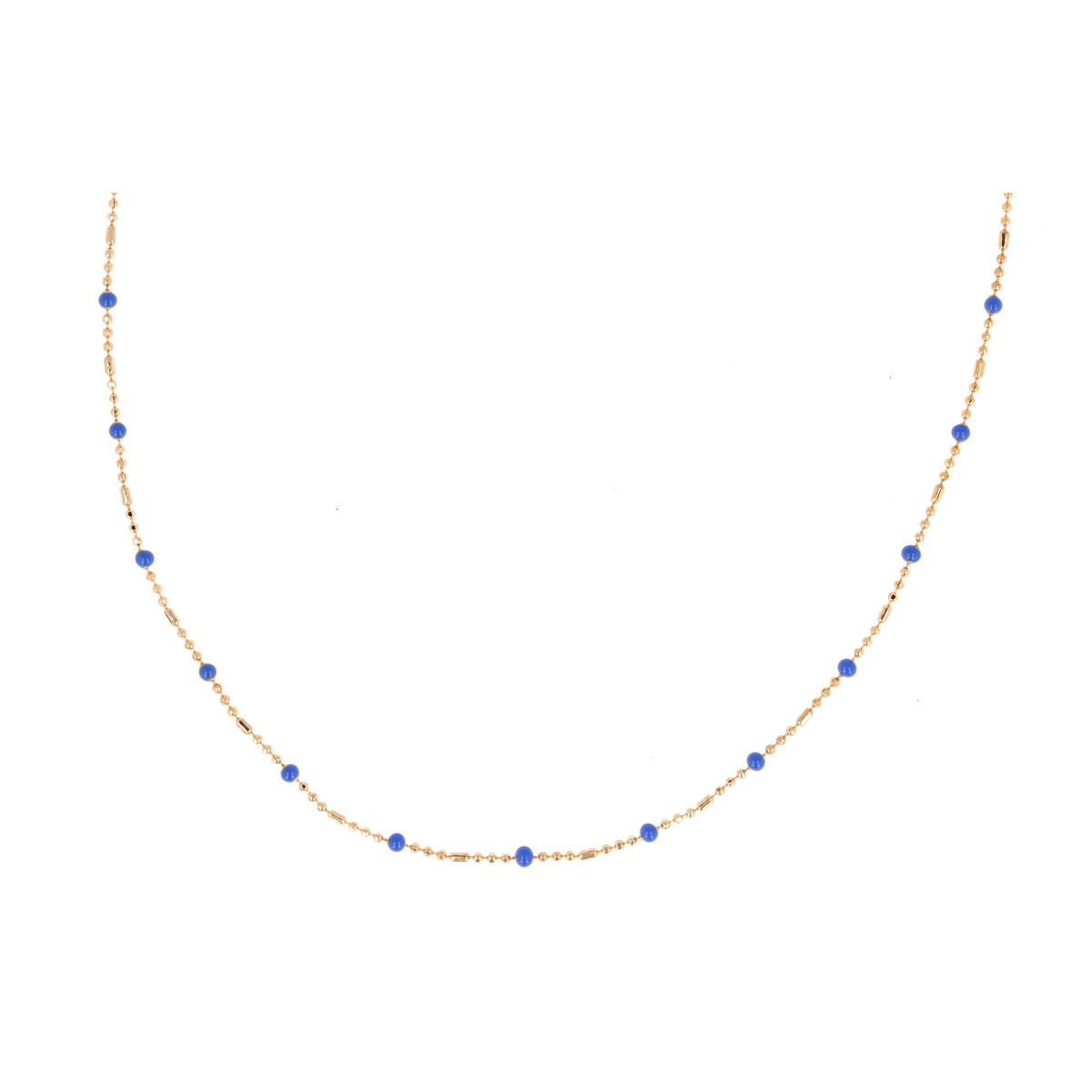 Collier plaqué or avec résine bleue longueur reglable 40cm+5cm
