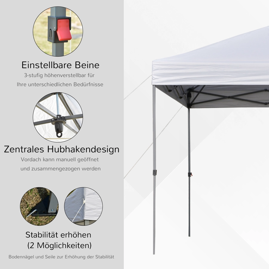 Outsunny Pop-Up-Pavillon zusammenfaltbar weiß