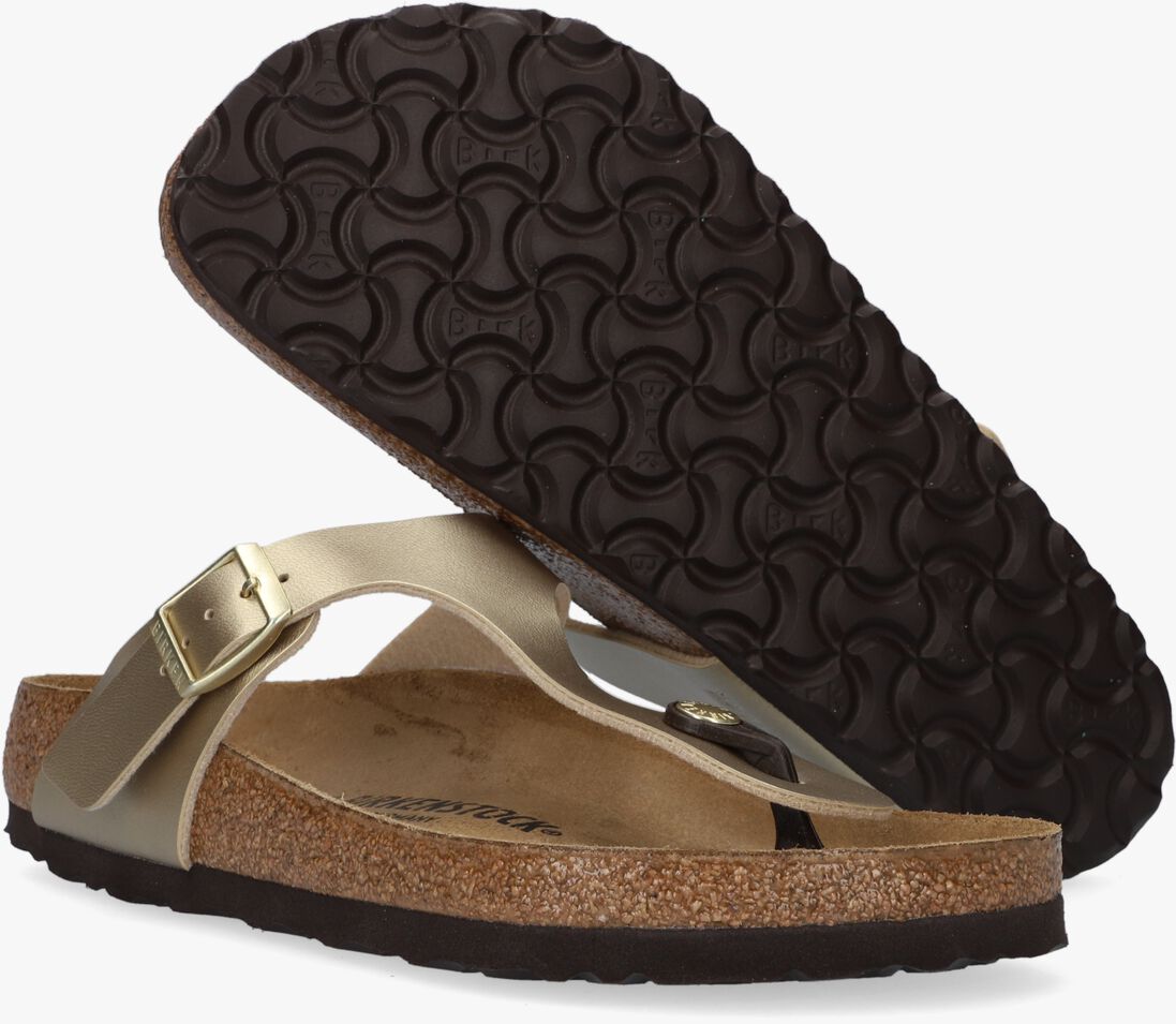 gouden birkenstock teenslippers gizeh dames
