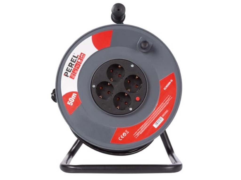 Perel ECR50N-G 4-voudige kabelhaspel - 50 meter