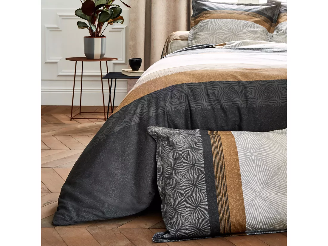 Taie de traversin 140x43 cm satin de coton TIAGO noir
