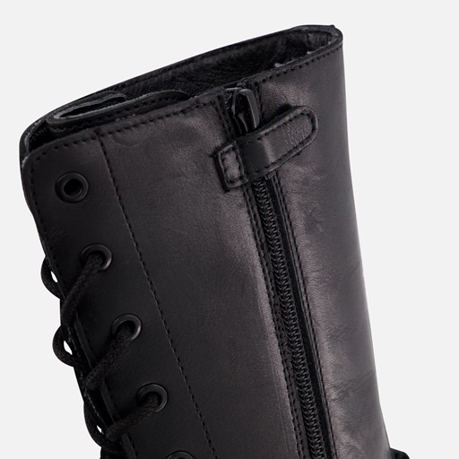 Muyters Hoge Veterboots zwart Leer