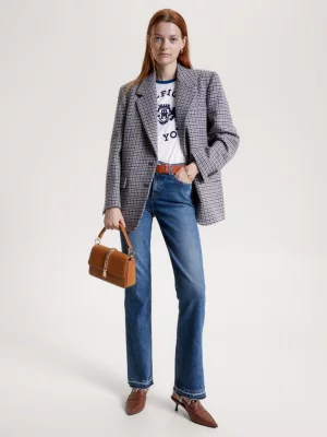 Blazer xadrez oversized de abotoamento simples