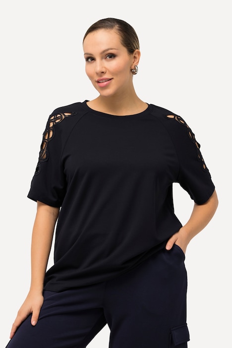 Sweatshirt, Spitze, Rundhals, Raglan-Halbarm