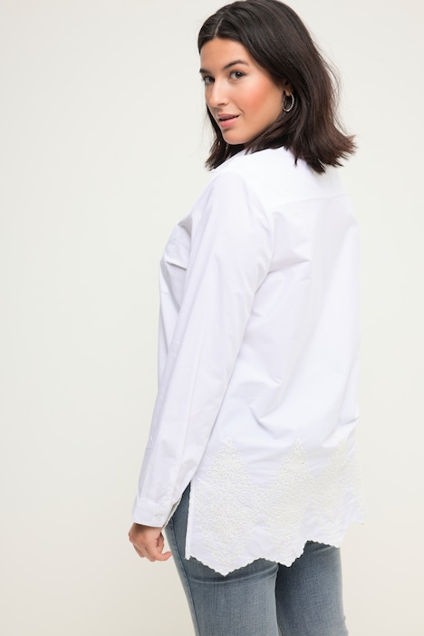 Hemd, oversized, Saum-Stickerei, Hemdkragen, Langarm