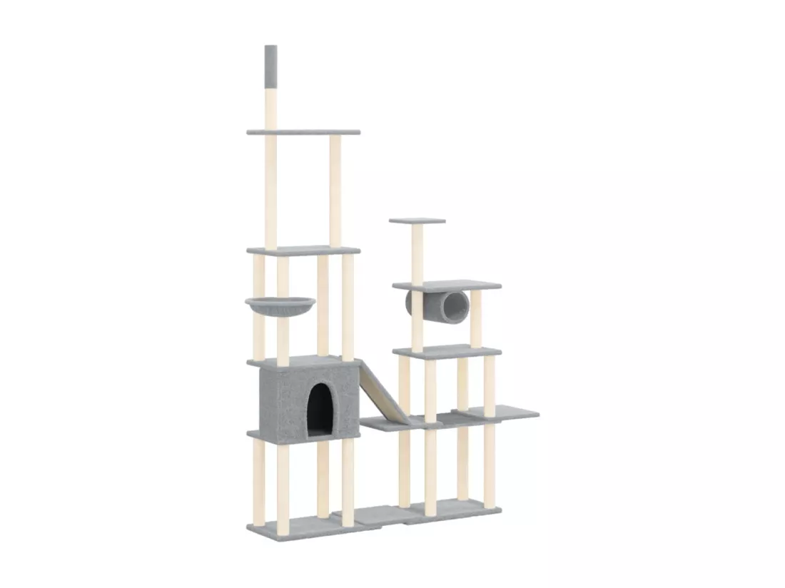 Arbre à chat avec griffoirs en sisal Gris clair 279 cm