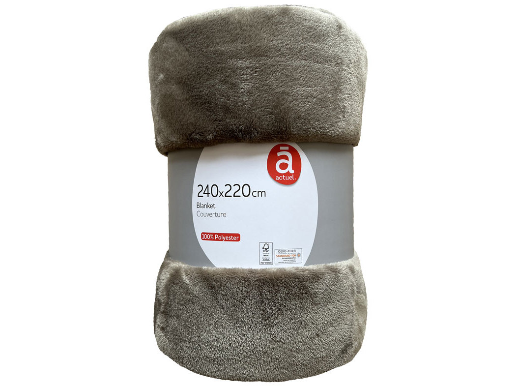 COBERTOR ACTUEL TAUPE FLANELA 220X240CM