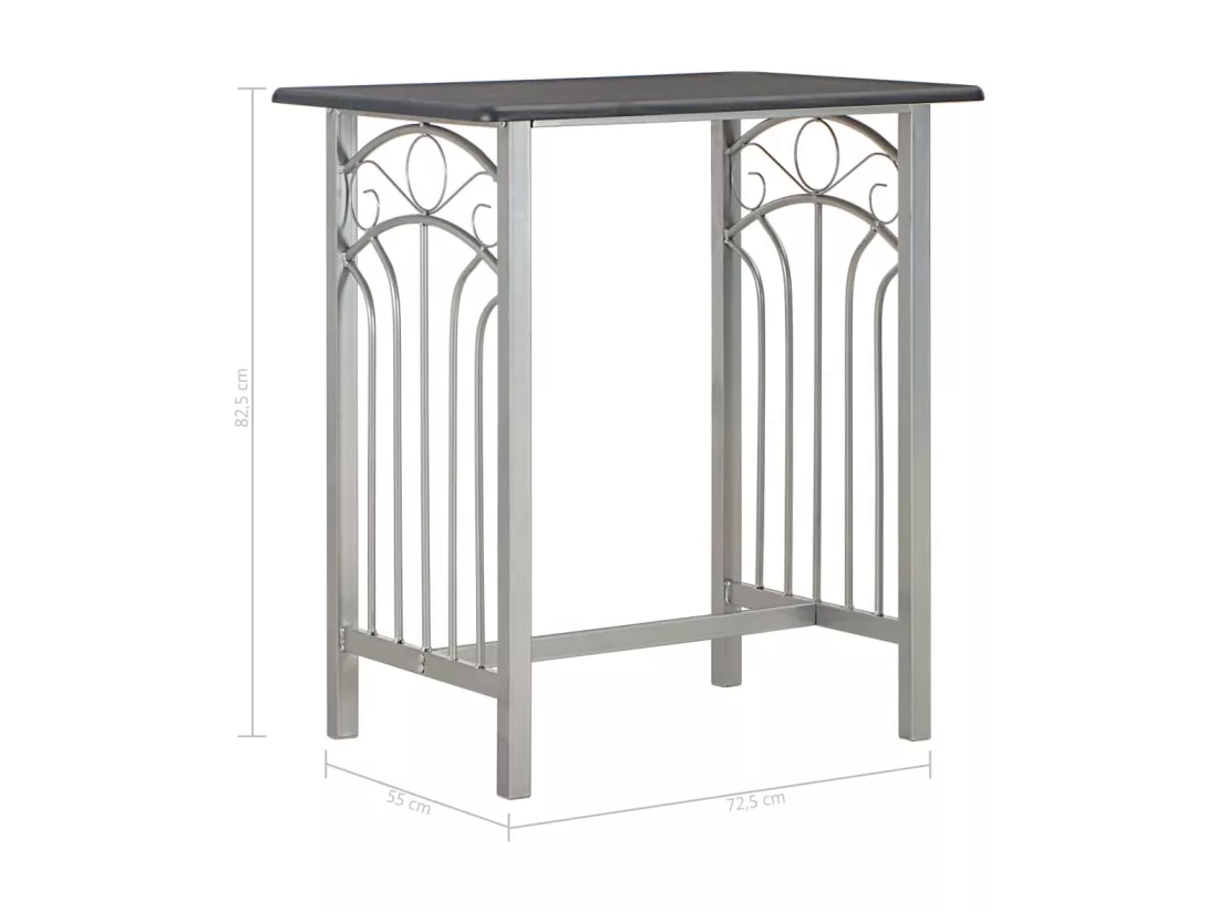 Ensemble de bar 3 pcs Bois et acier Noir