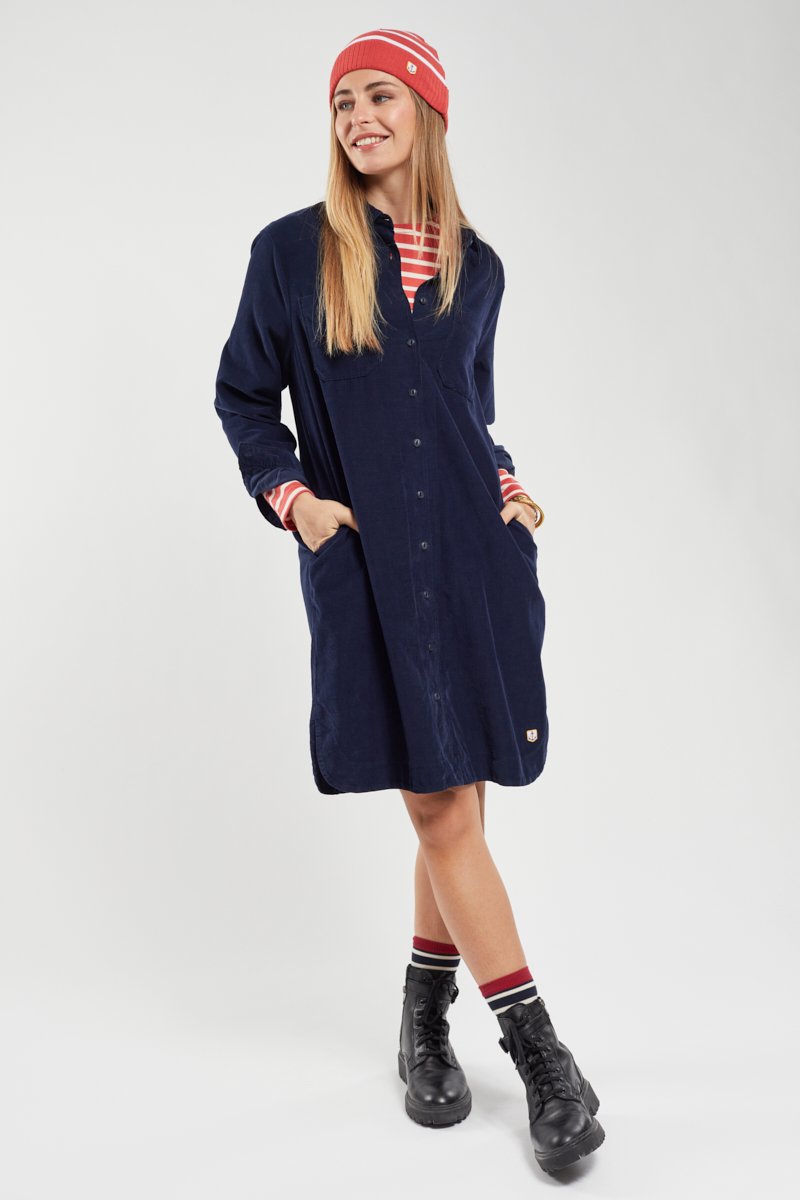 Robe chemise en velours - coton