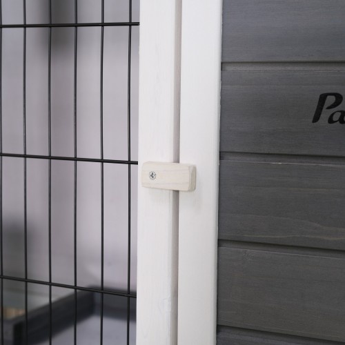 Gaiola de madeira para coelhos PawHut de 2 níveis para uso externo.