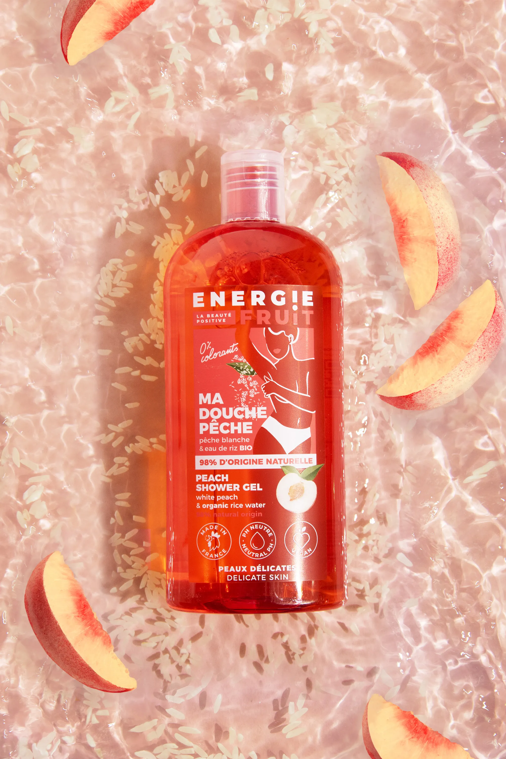 Energie Fruit Gel douche pêche blanche & eau de riz-500 ml