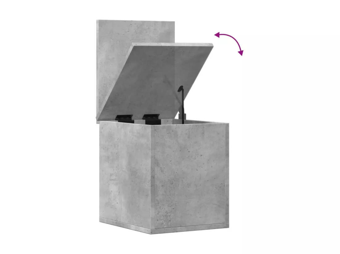 Boîte de rangement gris béton 30x35x35 cm bois d'ingénierie