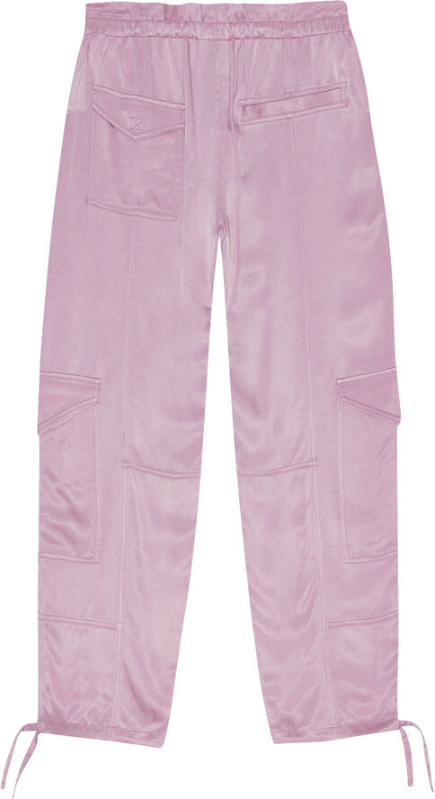 Ganni Washed Satin Pants Bleached mauve
