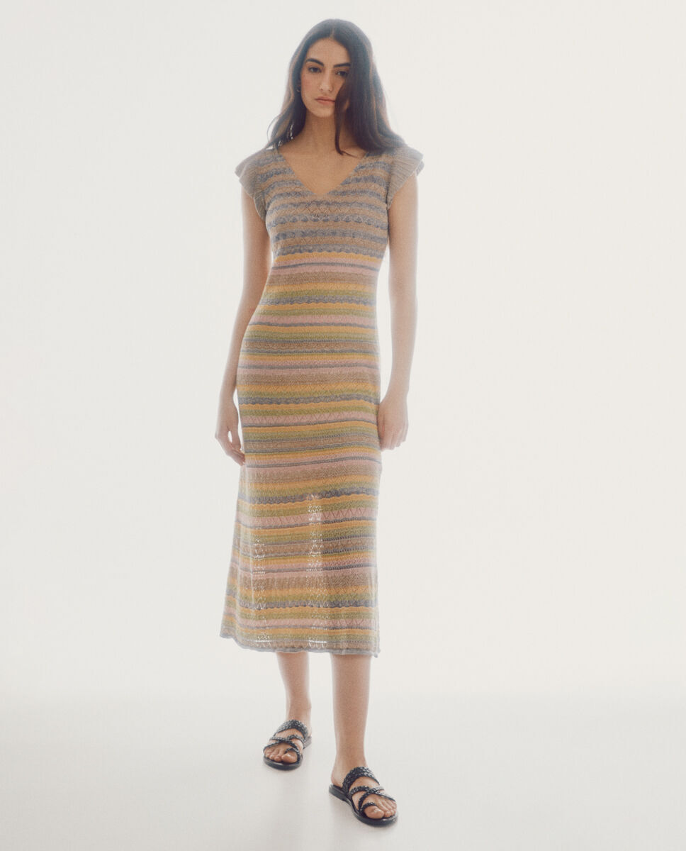 Vestido vazado multicolorido - Multicolorido