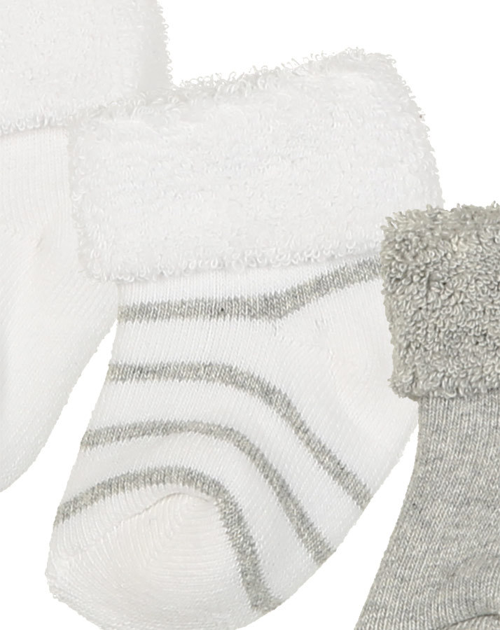 Erstlings-Socken SOFT FROTTEE 6r-Pack in hellgrau/weiß