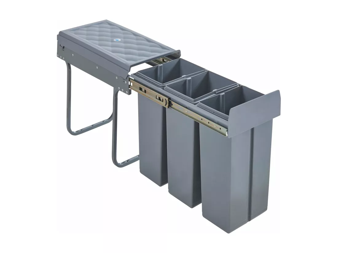 Poubelle encastrable 3 x grise 48 x 34 x 452 cm 03_0008205