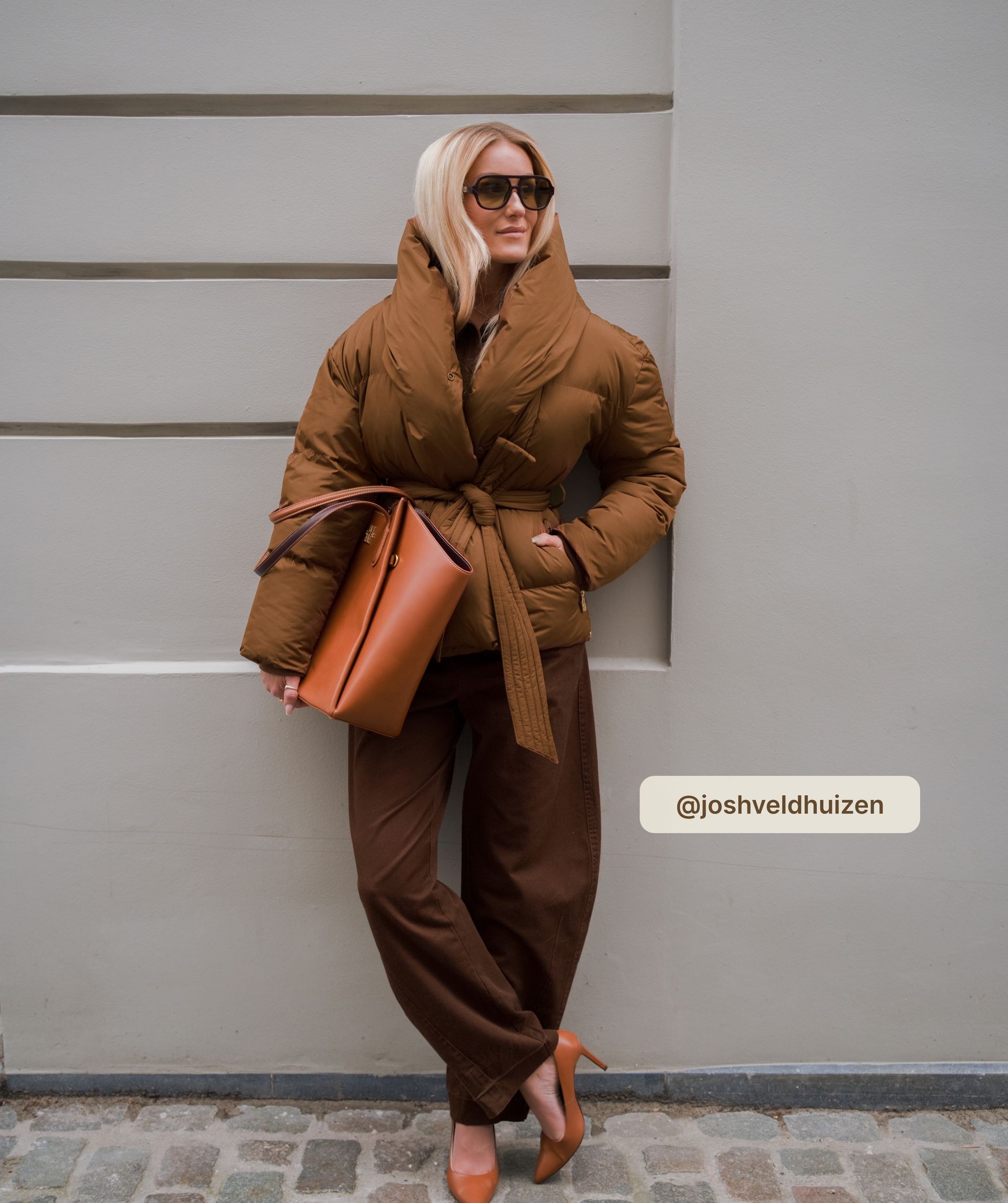 JV-CHARLOTTE oversized puffer jas - brown