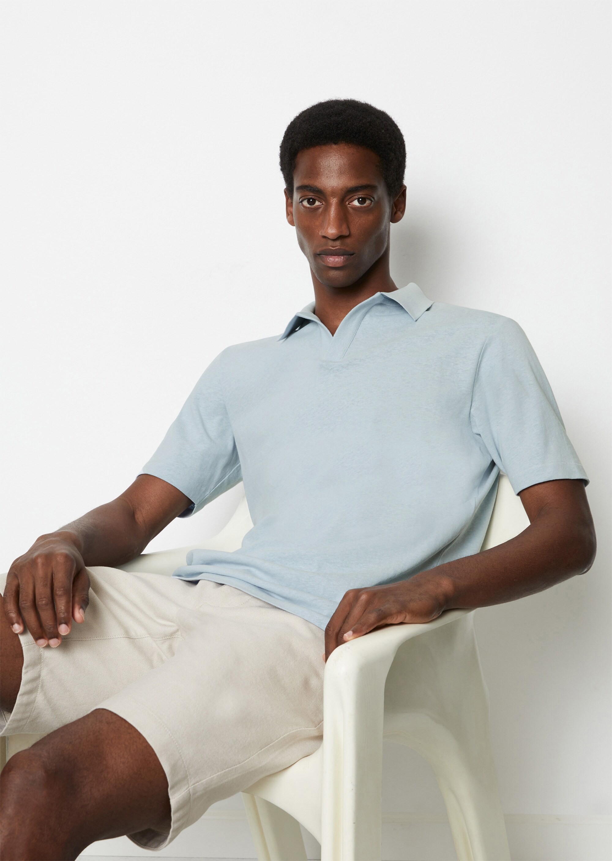Poloshirt Jersey regular aus Bio-Baumwolle und Leinen