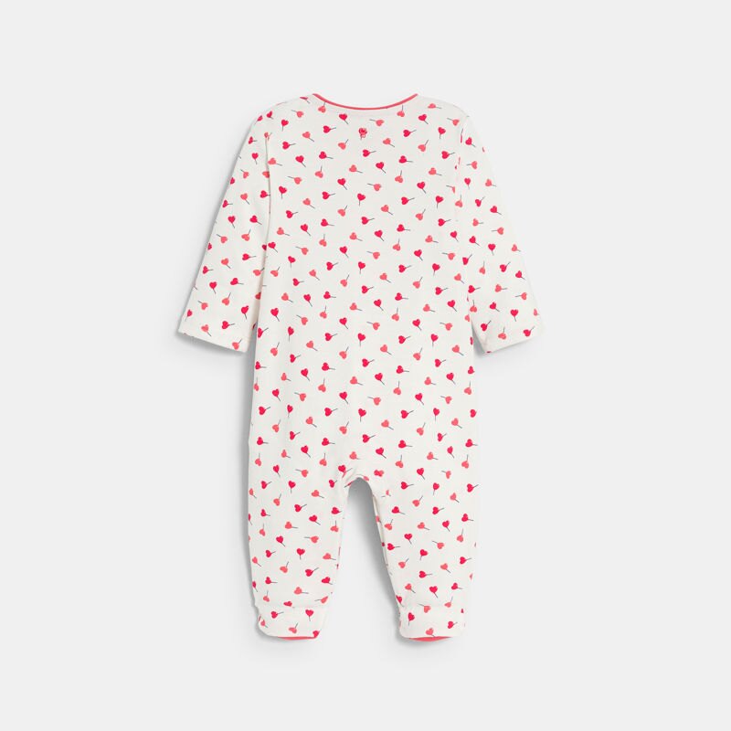 Dors-bien interlock cœurs blanc bébé fille Rouge