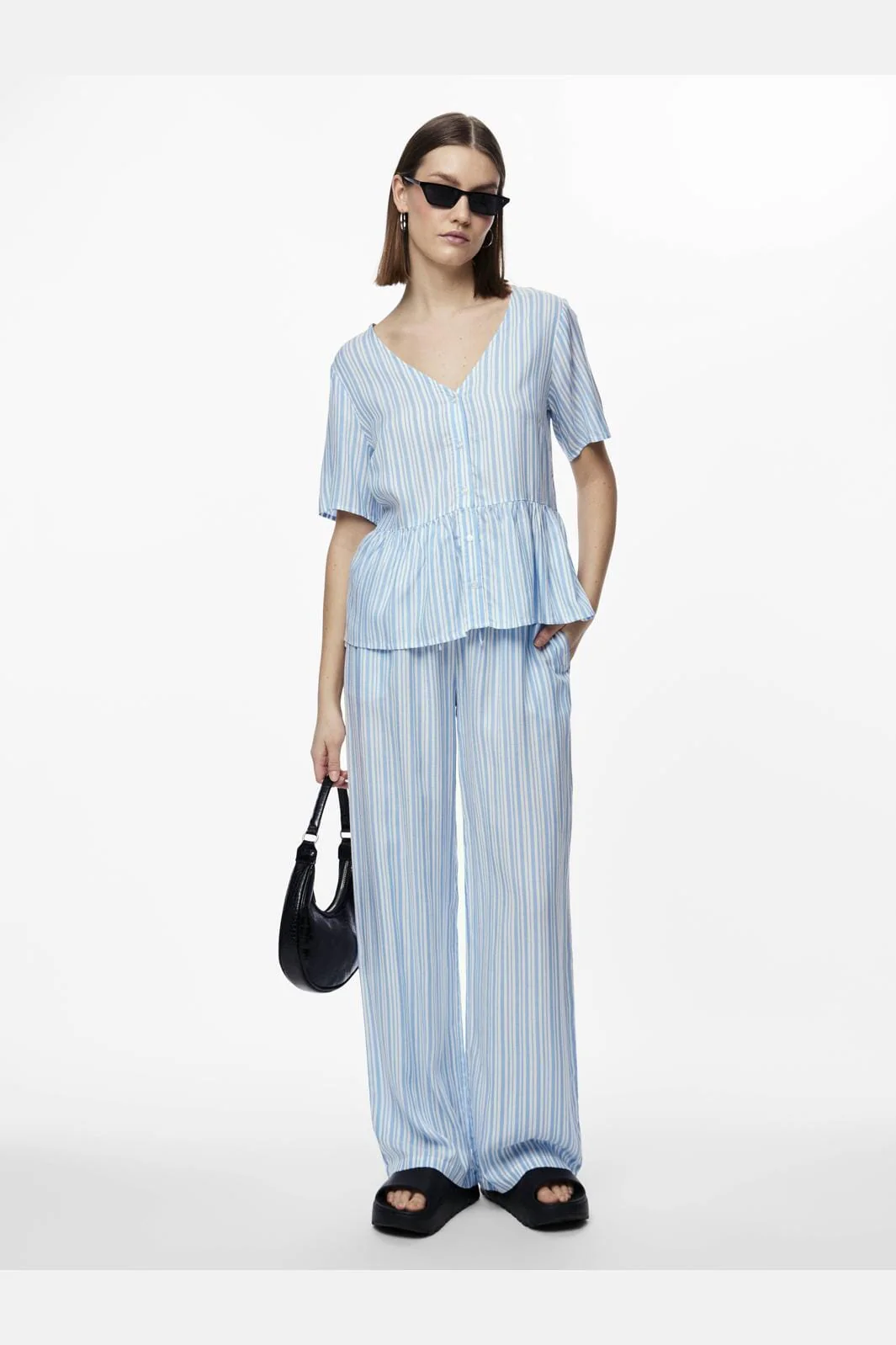 Pieces Pcalvina Pants 4472394 blue bell cloud dancer