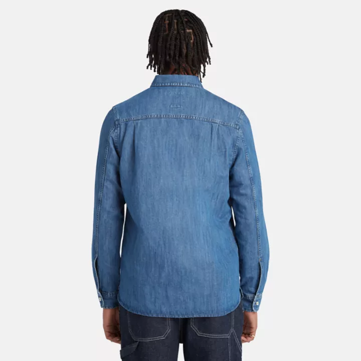 Chemise en denim de coton et de chanvre Windham pour homme en bleu