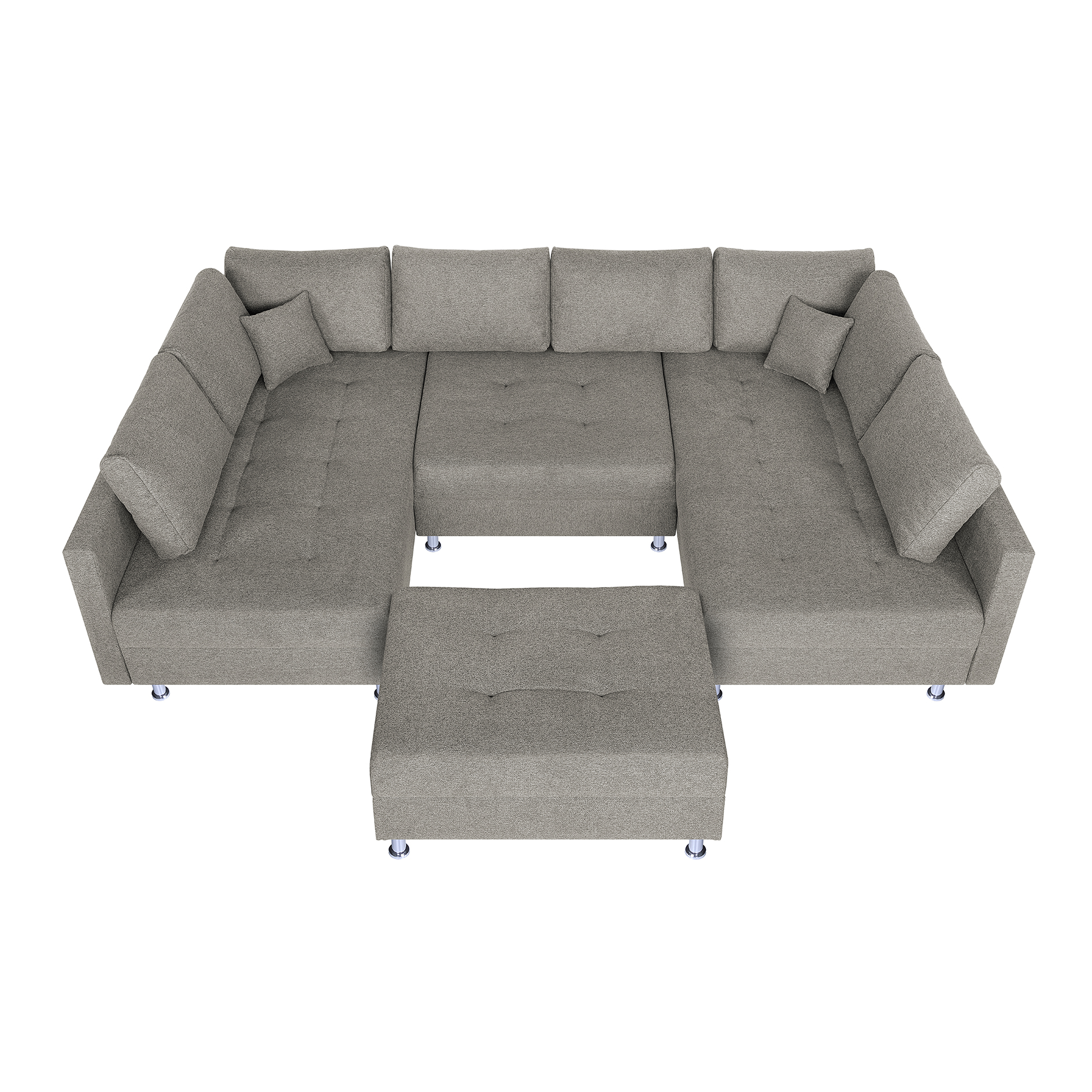 Wohnlandschaft - taupe - Strukturgewebe - Federkern