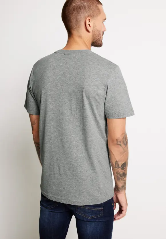 Melangeshirt mit Fotoprint - stone grey melange