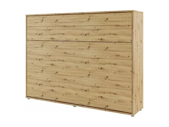Lit escamotable horizontal avec étagères chêne artisan Noby 140x200-Avec matelas