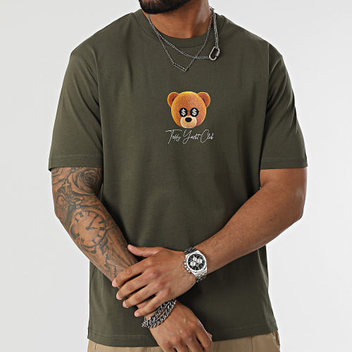 Tee Shirt Oversize Large Cash Is King Vert Kaki