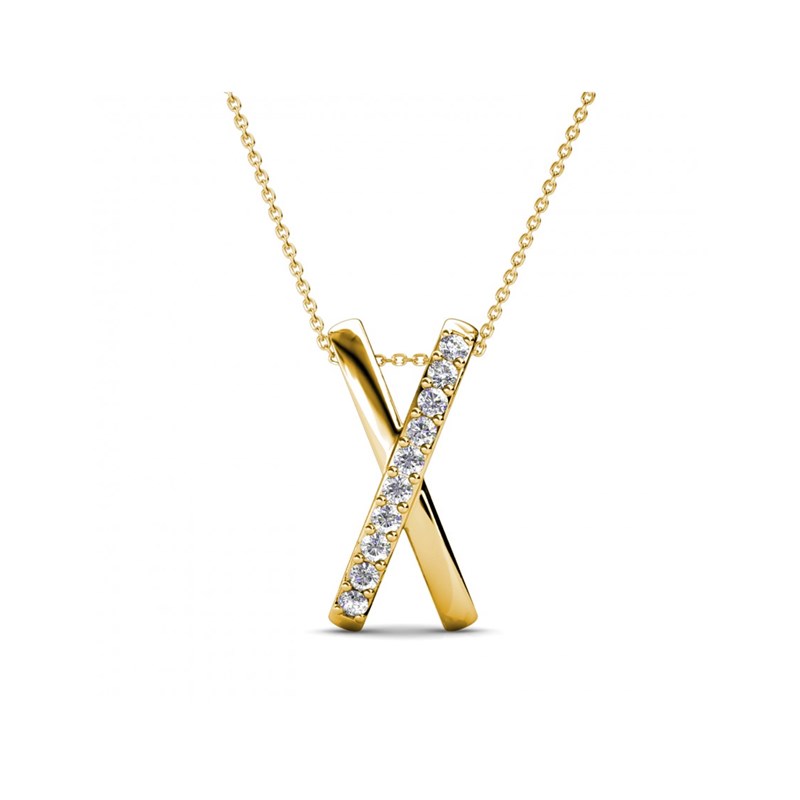 Pendentif X Duo - Doré et Cristal