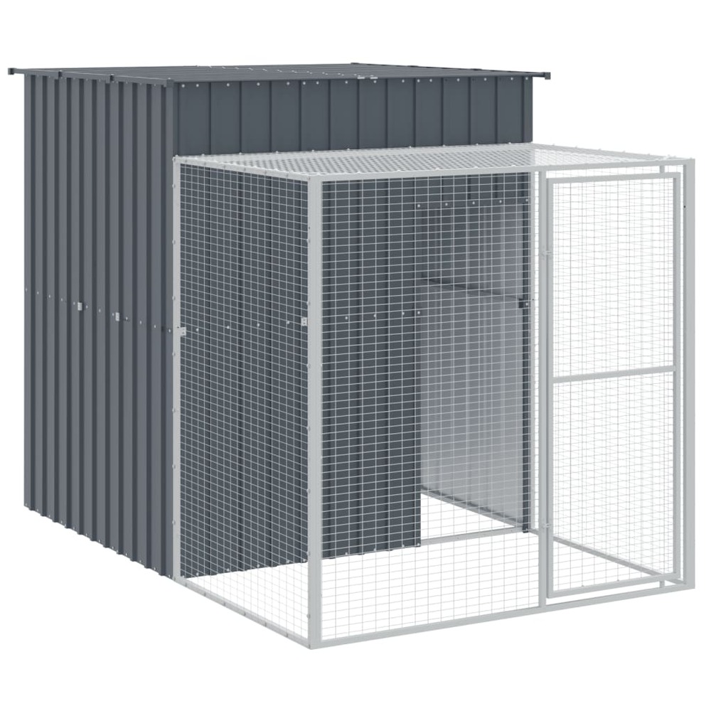 Poulailler avec cour anthracite 165x863x181 cm acier galvanisé