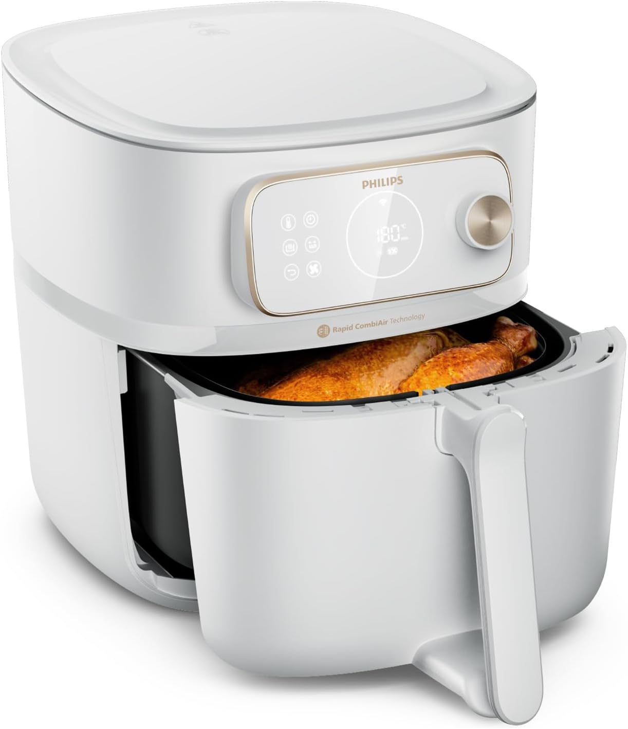 Philips Airfryer Combi 7000-Serie XXL - 8,3 l (2 kg), 22-in-1-Heißluftfritteuse, WiFi-Verbindung, 99% weniger Fettzugabe** mit Rapid CombiAir, HomeID App, Weiß (HD9876/20)