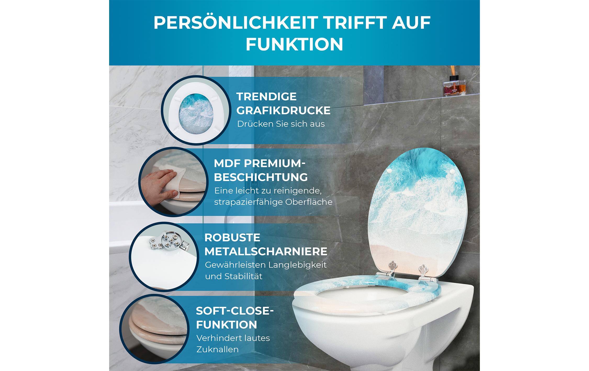 Toilettensitz MDF türkis bedrucktWC-Sitz