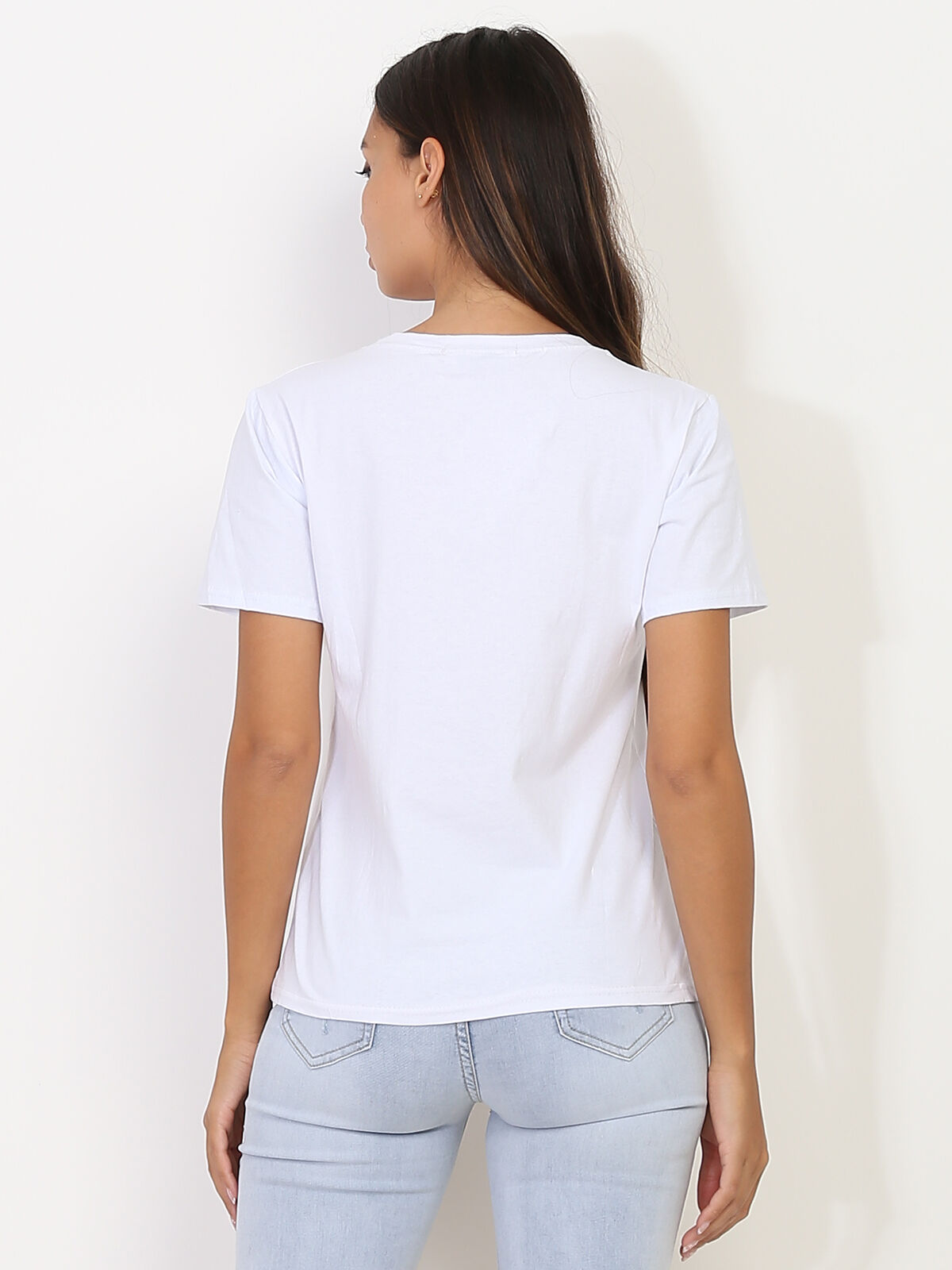 T-shirt glace et perles- Blanc