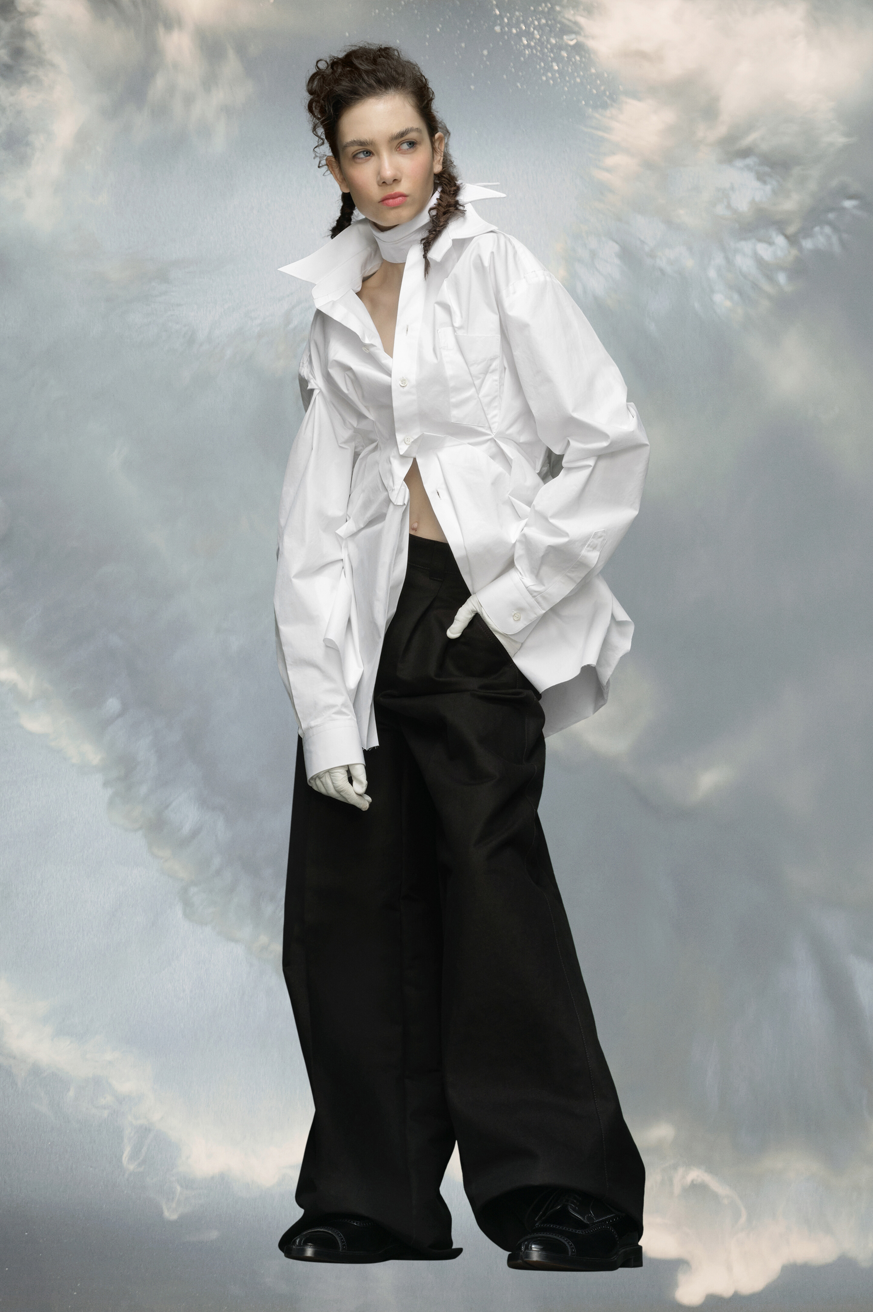 Chemise en popeline de coton brut