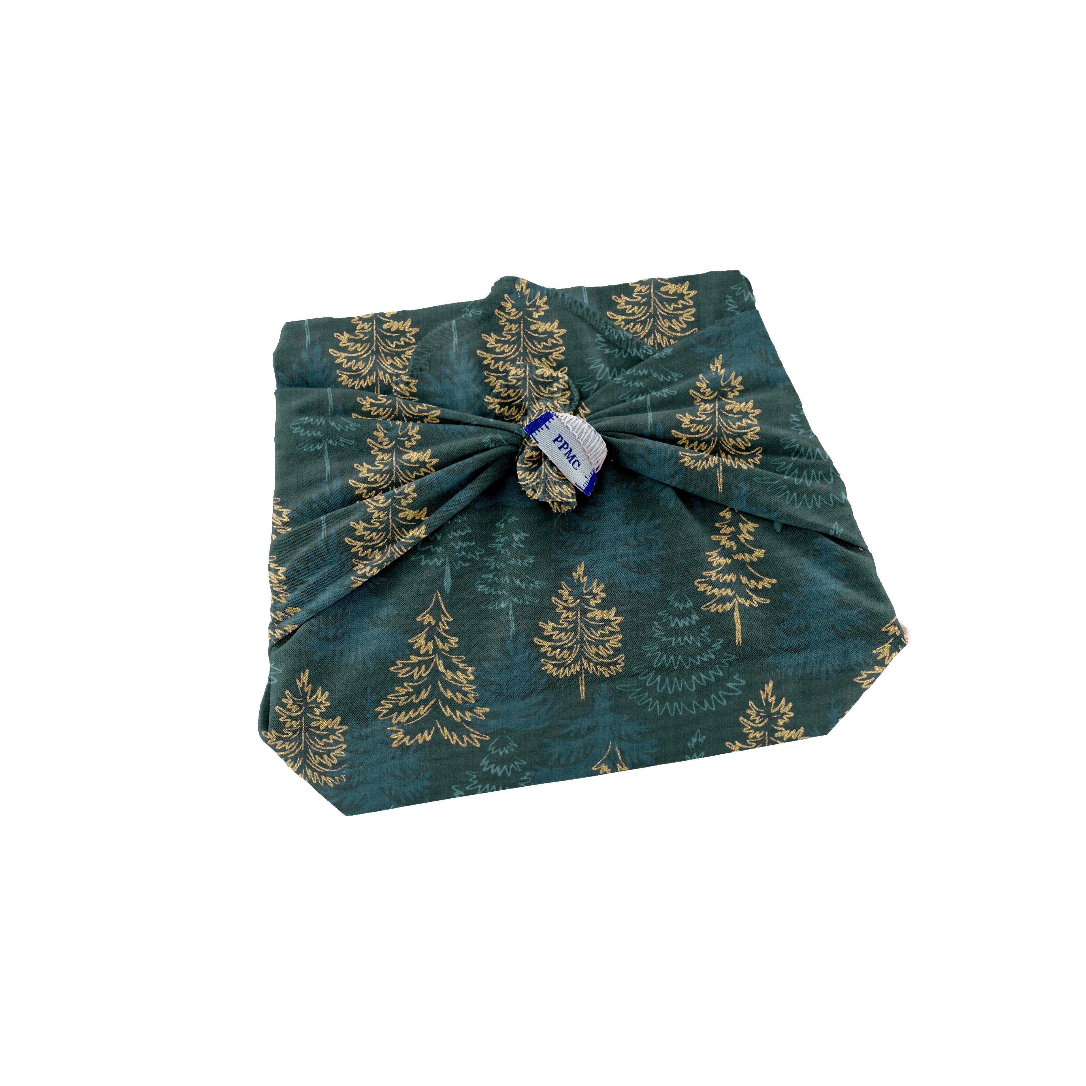 Furoshiki Petit 35 X 35 Cm Ex2451 Forêt De Sapins Or Vert